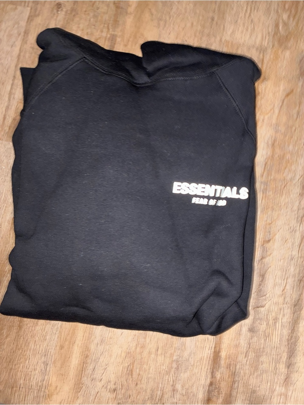Essentials Black Pullover Hoodie with White Tag Details